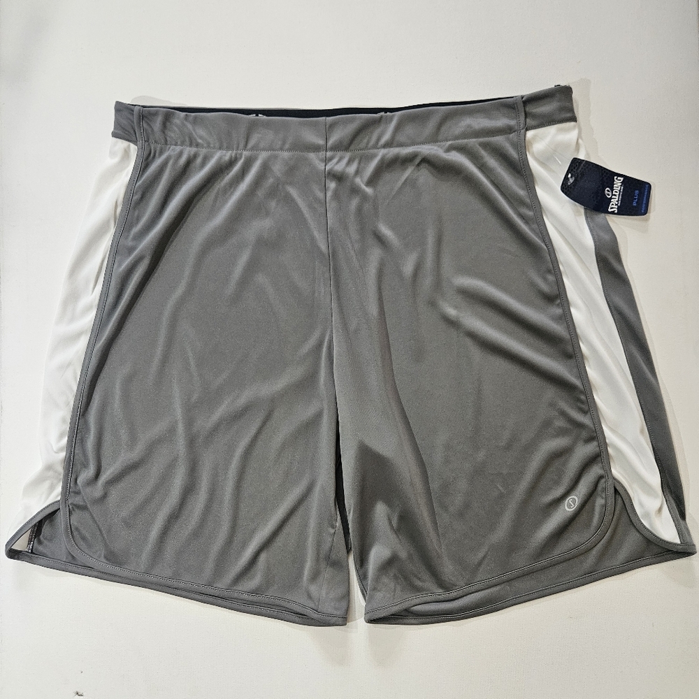 NWT Spalding Basketball‎ Shorts Mens 1X Grey White Athletic Performance Wear